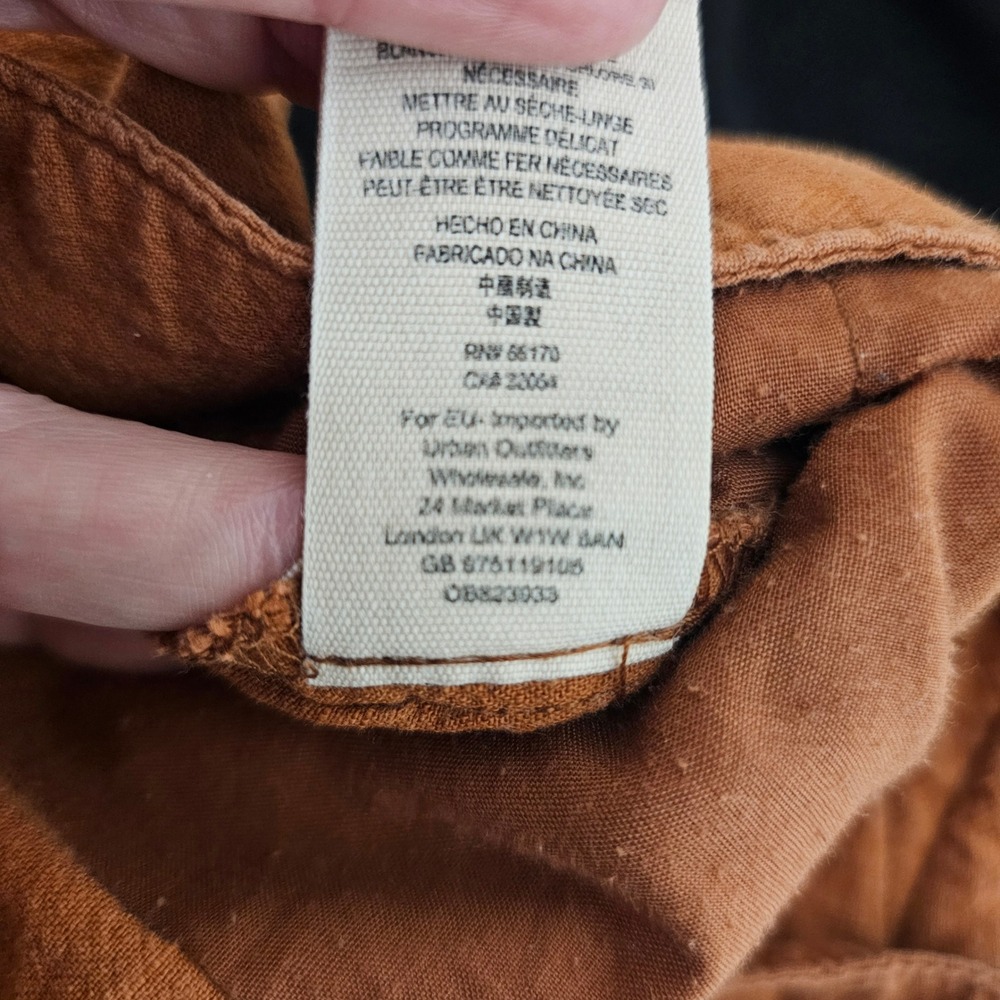 Free People 4 Double Buckle Soft Pants Pleated Tapered Rust Orange Cropped - Picture 12 of 12